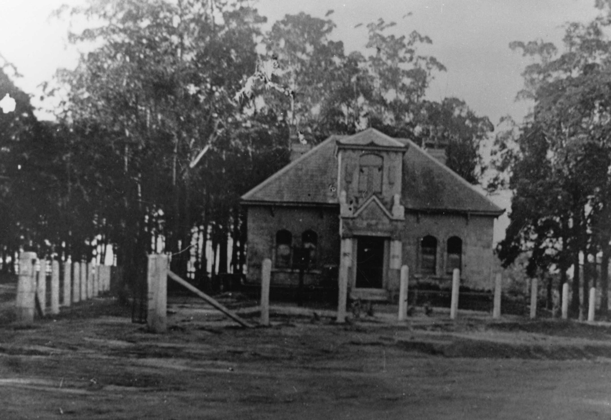 Monochrome photo of Christ Church Saint Ives, on the corner of Pittwater and Cowan Roads